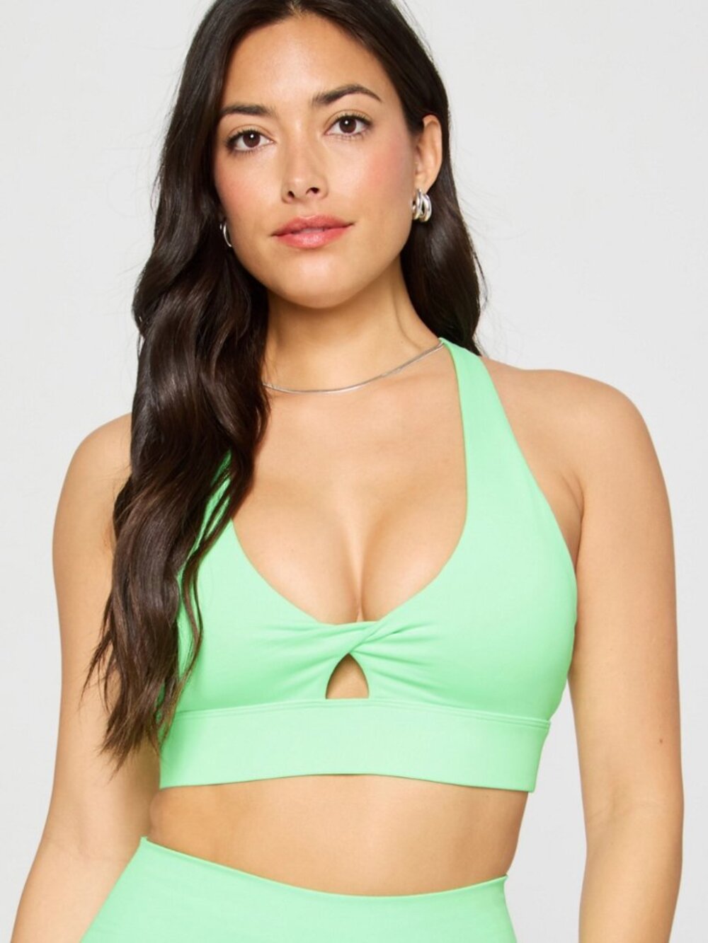 Fabletics Sports Bra, Oasis Twist Medium Impact, Sugared Lime (Green), Size L